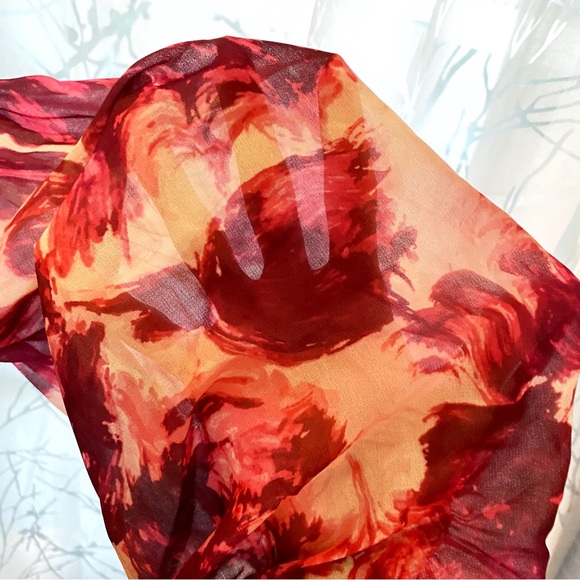 For love & lemons red orange yellow wild rose floral off the shoulders crop top - Picture 7 of 10